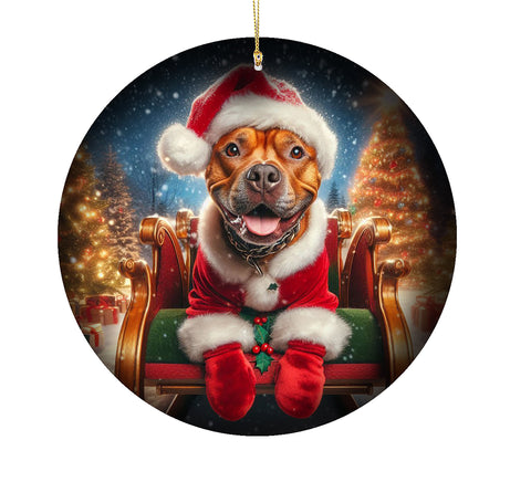 Pit Bull Red - Best of Breed DCR Christmas Tree Porcelain Ornament Double Sided