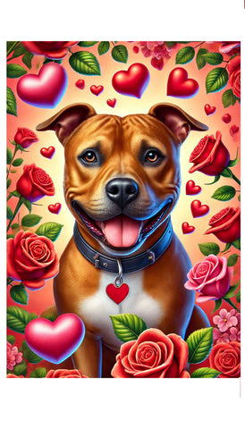 Pit Bull Red - Best of Breed DCR Valentines Day Outdoor House and Garden Flag