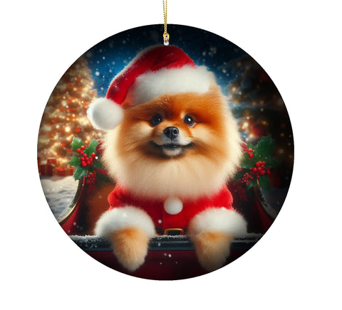 Pomeranian  -  Best of Breed DCR Christmas Tree Porcelain Ornament Double Sided