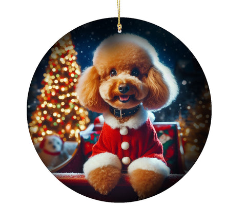 Poodle Apricot -  Best of Breed DCR Christmas Tree Porcelain Ornament Double Sided