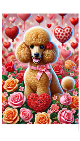 Poodle Apricot - Best of Breed DCR Valentines Day Outdoor House and Garden Flag