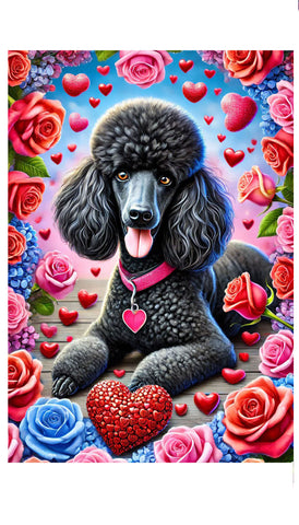 Poodle Black - Best of Breed DCR Valentines Day Outdoor House and Garden Flag