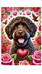 Portuguese Water Dog Brown - Best of Breed DCR Valentines Day Outdoor House and Garden Flag