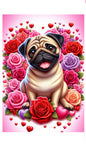 Pug Fawn - Best of Breed DCR Valentines Day Outdoor House and Garden Flag