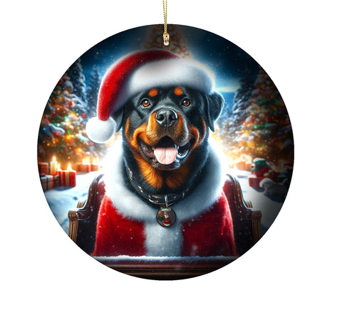 Rottweiler  - Best of Breed DCR Christmas Tree Porcelain Ornament Double Sided
