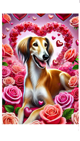 Saluki - Best of Breed DCR Valentines Day Outdoor House and Garden Flag