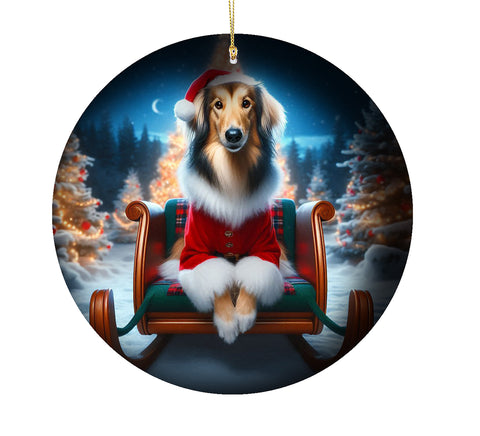 Saluki - Best of Breed DCR Christmas Tree Porcelain Ornament Double Sided