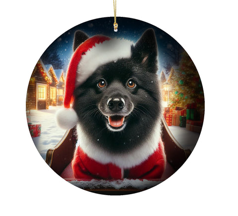 Schipperke -  Best of Breed DCR Christmas Tree Porcelain Ornament Double Sided