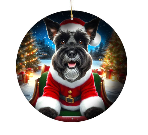 Schnauzer Black Cropped - Best of Breed DCR Christmas Tree Porcelain Ornament Double Sided