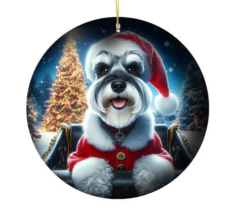 Schnauzer Grey Uncropped - Best of Breed DCR Christmas Tree Porcelain Ornament Double Sided