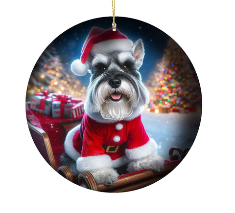 Schnauzer Grey Cropped - Best of Breed DCR Christmas Tree Porcelain Ornament Double Sided