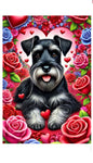 Schnauzer Black Cropped -  Best of Breed DCR Valentines Day Outdoor House and Garden Flag