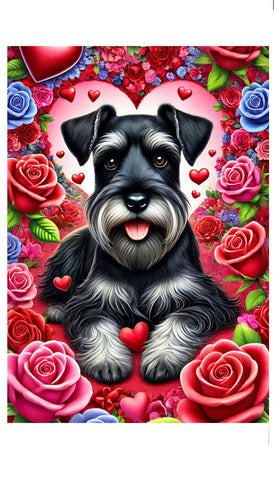 Schnauzer Black Cropped -  Best of Breed DCR Valentines Day Outdoor House and Garden Flag