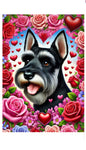 Schnauzer Black Uncropped -  Best of Breed DCR Valentines Day Outdoor House and Garden Flag