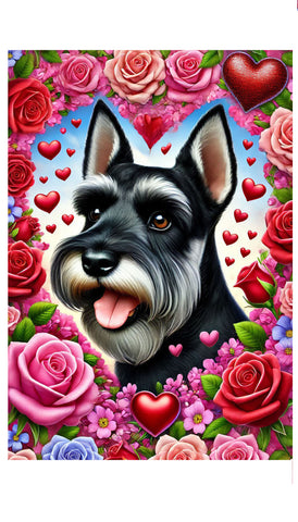 Schnauzer Black Uncropped -  Best of Breed DCR Valentines Day Outdoor House and Garden Flag