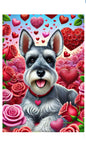 Schnauzer Grey Uncropped - Best of Breed DCR Valentines Day Outdoor House and Garden Flag