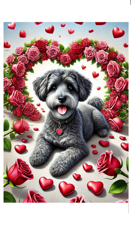 Schnoodle - Best of Breed DCR Valentines Day Outdoor House and Garden Flag