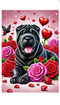 Shar Pei Black - Best of Breed DCR Valentines Day Outdoor House and Garden Flag