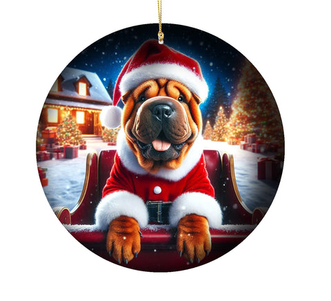 Shar Pei Red - Best of Breed DCR Christmas Tree Porcelain Ornament Double Sided