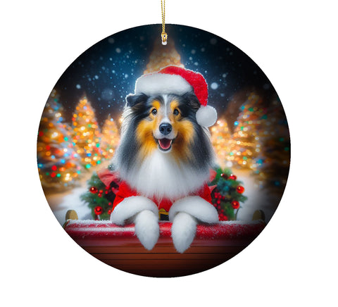 Sheltie Blue Merle - Best of Breed DCR Christmas Tree Porcelain Ornament Double Sided