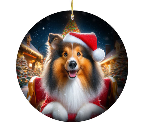Sheltie Sable - Best of Breed DCR Christmas Tree Porcelain Ornament Double Sided