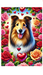 Sheltie Sable - Best of Breed DCR Valentines Day Outdoor House and Garden Flag