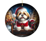 Shih Tzu Brown - Best of Breed DCR Christmas Tree Porcelain Ornament Double Sided