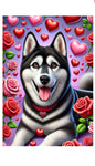 Siberian Husky Grey - Best of Breed DCR Valentines Day Outdoor House and Garden Flag