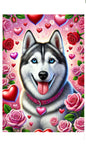 Siberian Husky Grey Blue/Eyes - Best of Breed DCR Valentines Day Outdoor House and Garden Flag