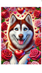 Siberian Husky Red Blue/Eyes - Best of Breed DCR Valentines Day Outdoor House and Garden Flag