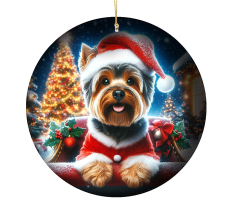 Silky Terrier -  Best of Breed DCR Christmas Tree Porcelain Ornament Double Sided