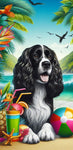 Springer Spaniel Black White - Best of Breed DCR 100% Poly Velour Micro Fiber Beach Towel Quick Dry 30" x 60"