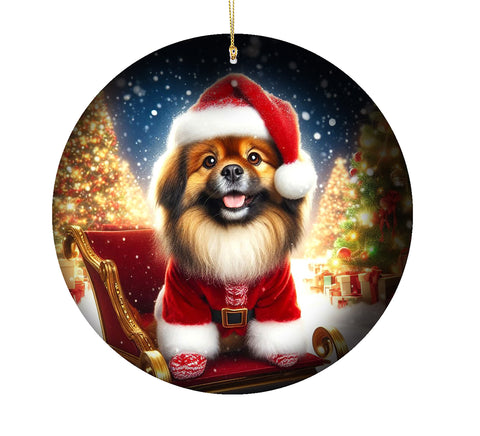 Tibetan Spaniel Fawn - Best of Breed DCR Christmas Tree Porcelain Ornament Double Sided