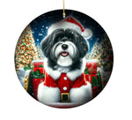 Tibetan Terrier Black/White - Best of Breed DCR Christmas Tree Porcelain Ornament Double Sided