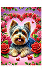 Yorkie Puppy Cut - Best of Breed DCR Valentines Day Outdoor House and Garden Flag