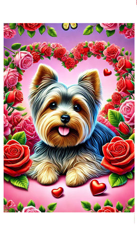 Yorkie Puppy Cut - Best of Breed DCR Valentines Day Outdoor House and Garden Flag