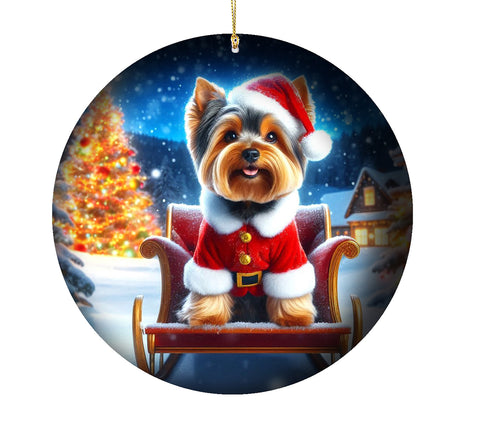 Yorkie - Best of Breed DCR Christmas Tree Porcelain Ornament Double Sided