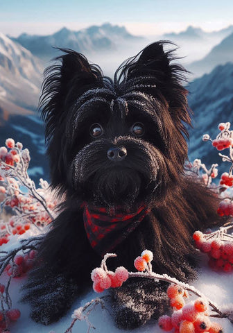 Affenpinscher -  Best of Breed DCR Winter Berries Outdoor House and Garden Flag