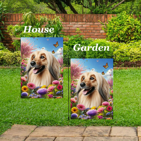 Afghan - Best of Breed  Spring Butterflies Outdoor House and Garden Flag