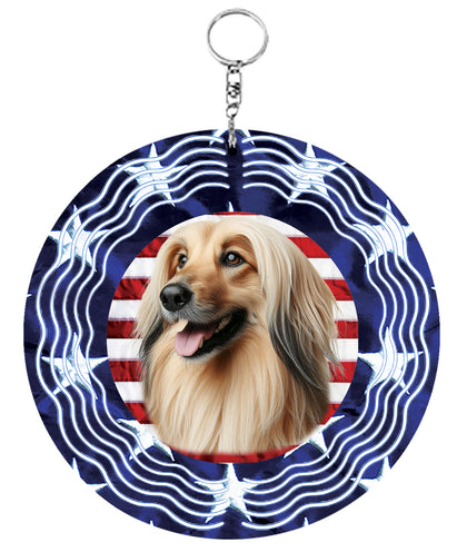 Afghan - Best of Breed  Stars and Stripes Aluminum 10" Wind Spinner