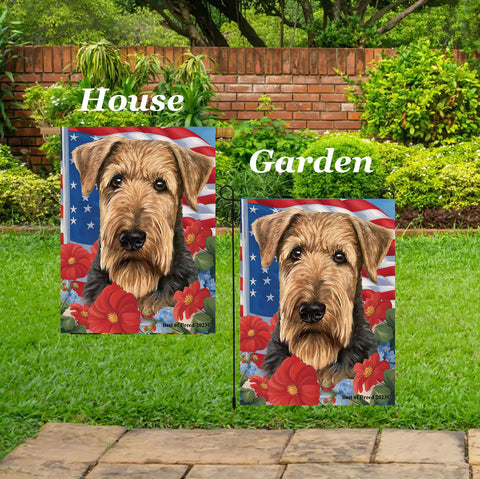 Airedale - Best of Breed  Patriotic I All-American Outdoor House and Garden Flag