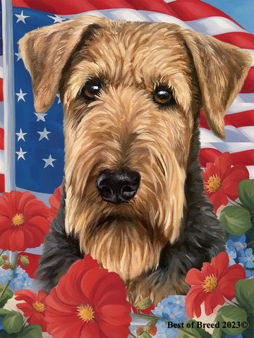 Airedale - Best of Breed  Patriotic I All-American Outdoor House and Garden Flag