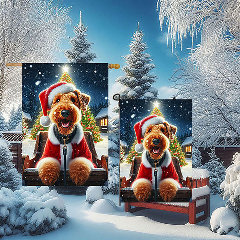 Airdale -  Best of Breed DCR Christmas Outdoor House and Garden Flag