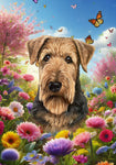 Airedale - Best of Breed  Spring Butterflies Outdoor House and Garden Flag