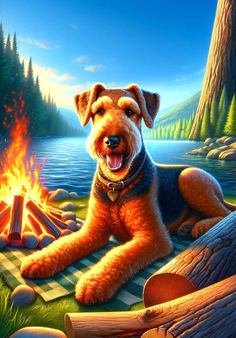 Airedale -  Best of Breed DCR Summer Camping   Outdoor House and Garden Flag