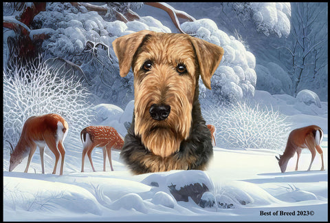 Airedale - Best of Breed Winter Wonderland Floor Mat Tufted Loop 18" x 27"