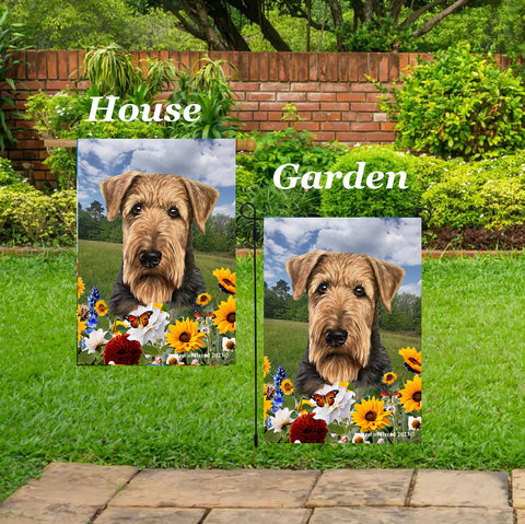 Airedale - Best of Breed  Summer Fields Outdoor House and Garden Flag