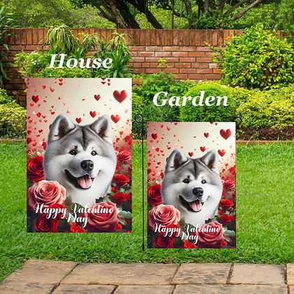 Akita Silver - Best of Breed  Valentine's Day Outdoor House and Garden Flag