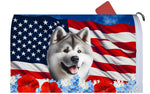 Akita Silver - Best of Breed Patriotic Mailbox Cover Hi-Grade Vinyl 6" x 19"