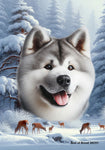 Akita Silver - Best of Breed  Winter Wonderland Outdoor House and Garden Flag